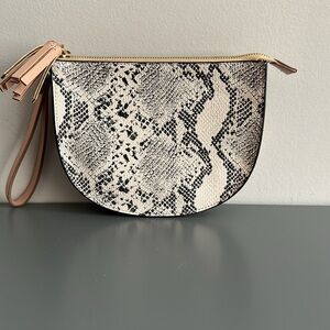 Old Navy Snake Print Tassel Wristlet Clutch Purse